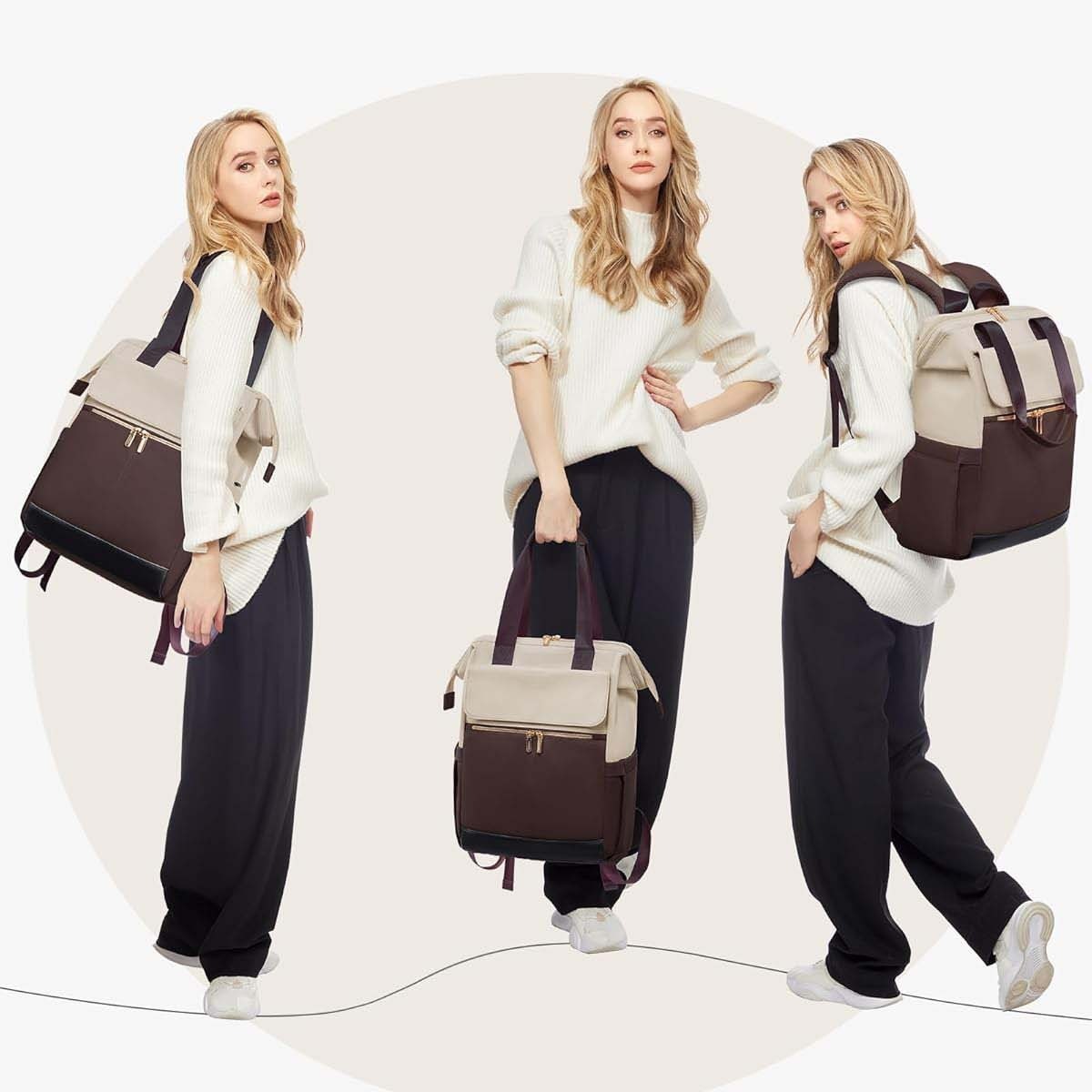 Travel Laptop Large Capacity Contrast Color Backpack