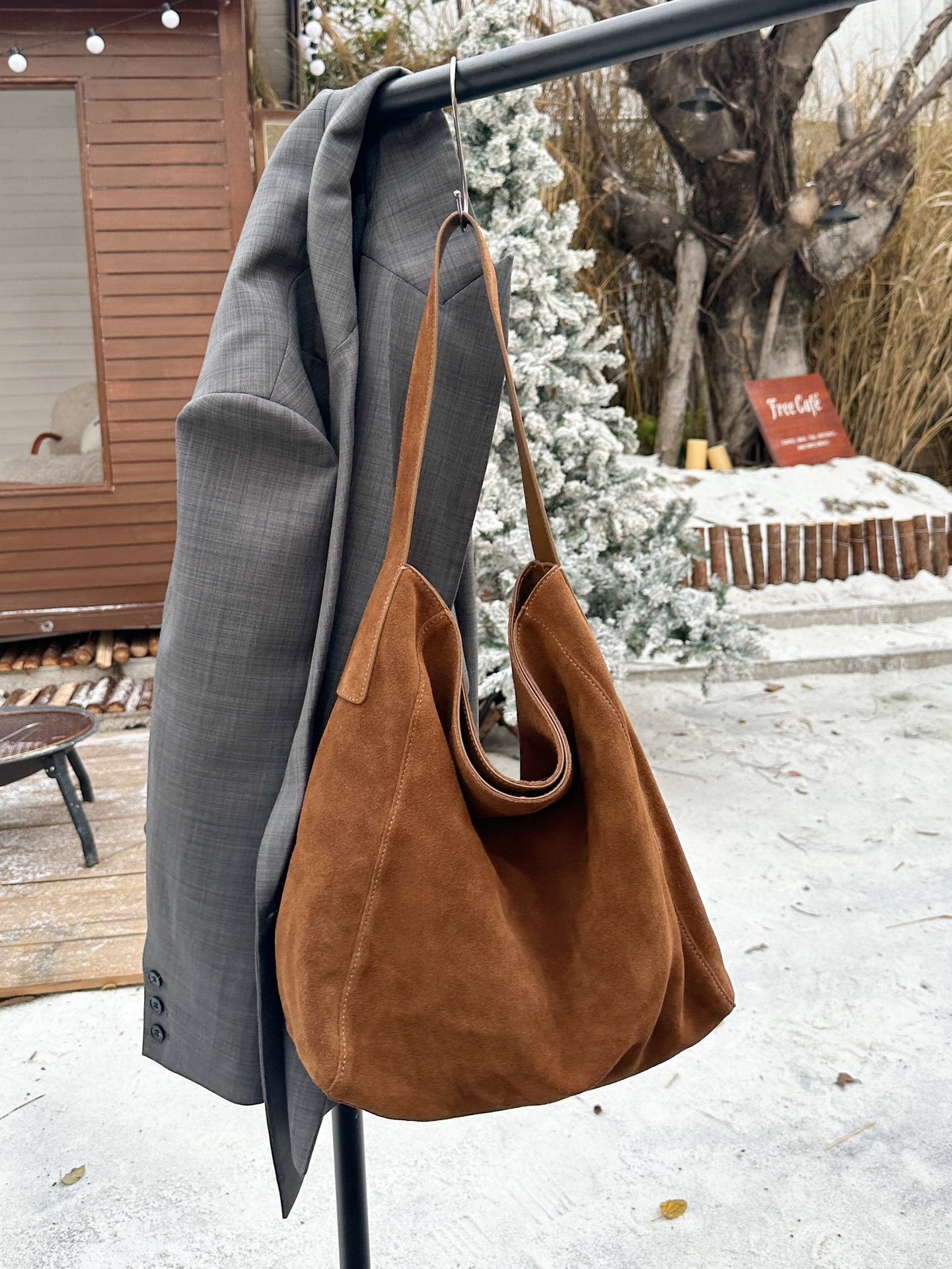 Women's Minimalist Loose Suede Shoulder Bag
