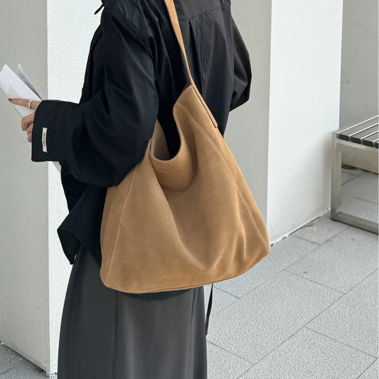Women's Minimalist Loose Suede Shoulder Bag