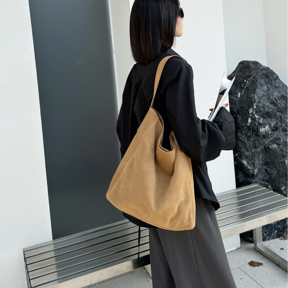Women's Minimalist Loose Suede Shoulder Bag