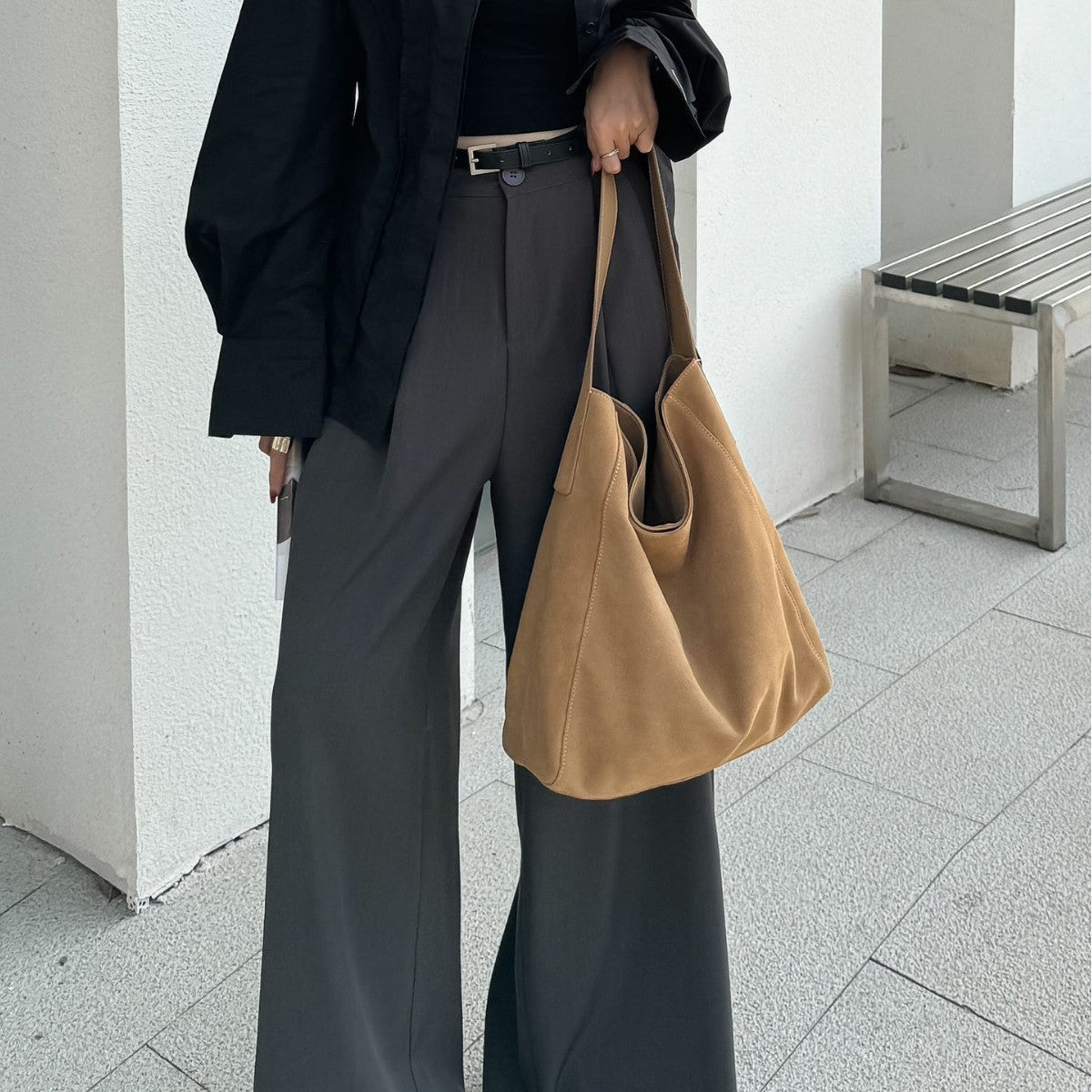 Women's Minimalist Loose Suede Shoulder Bag